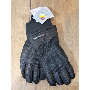 Swiss Tech Kids Ski Gloves Waterproof Thinsulate L XL Black Snowboard Cold new